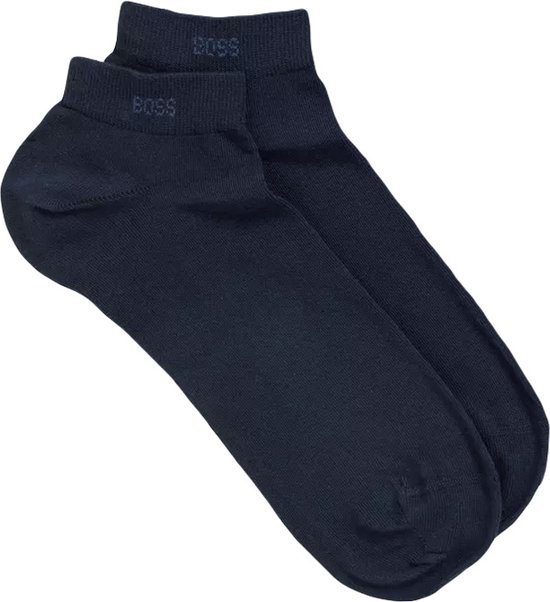 BOSS enkelsokken (2-pack) - heren sneaker sokken katoen - donkerblauw - Maat: