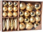 Kerstballen/ornamenten pakket 31x gouden kunststof kerstballen mix - Kerstboomversiering/kerstversiering