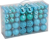 Kerstballen - 100 stuks - turquoise blauw - kunststof - 3-4-6 cm