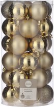 30x Boules de Noël en plastique dorées 6 cm - Boules de Noël dorées incassables 6 cm