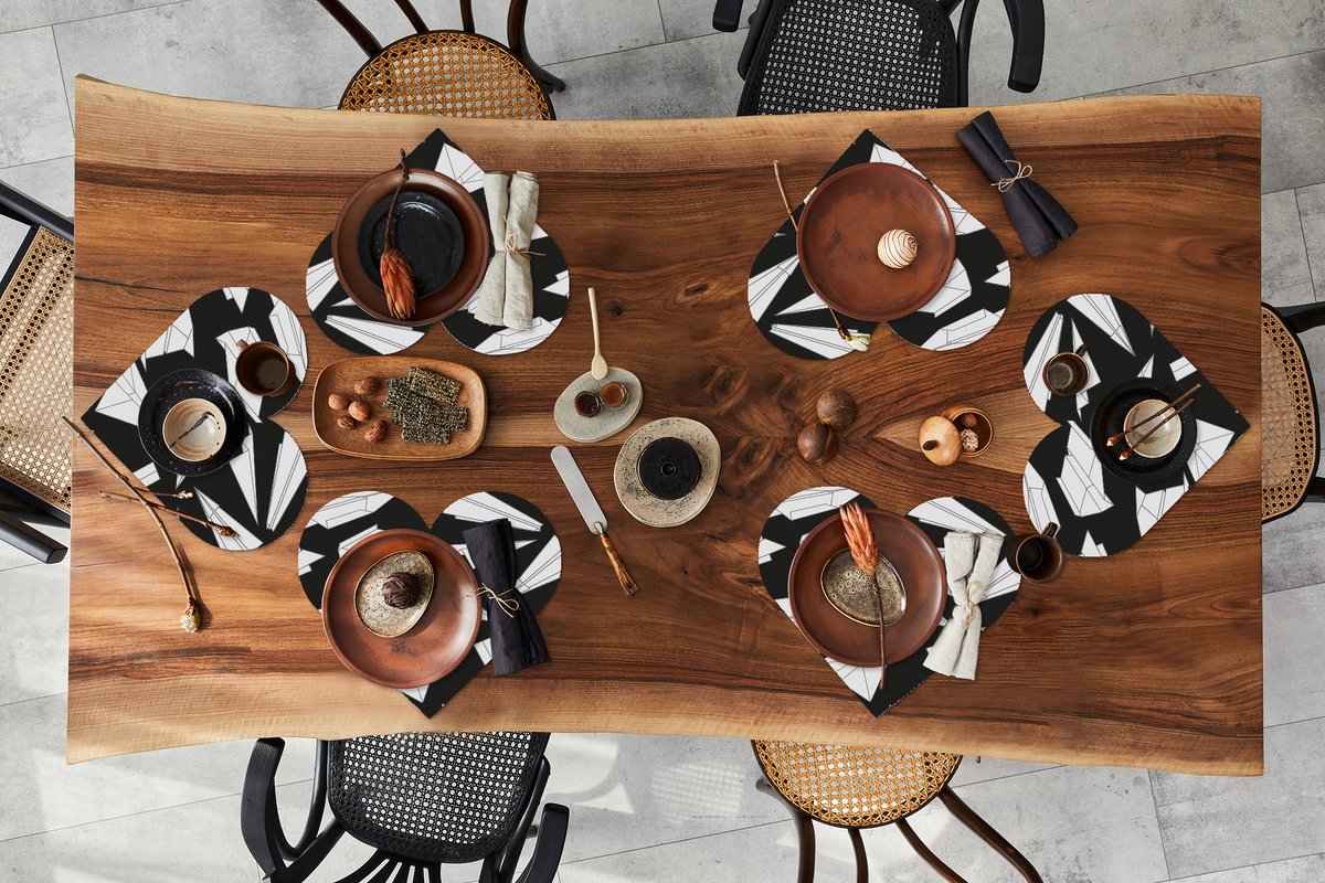 Onderleggers - Placemats - Placemats hartje - Design - Papier - Vliegtuig - 6 stuks