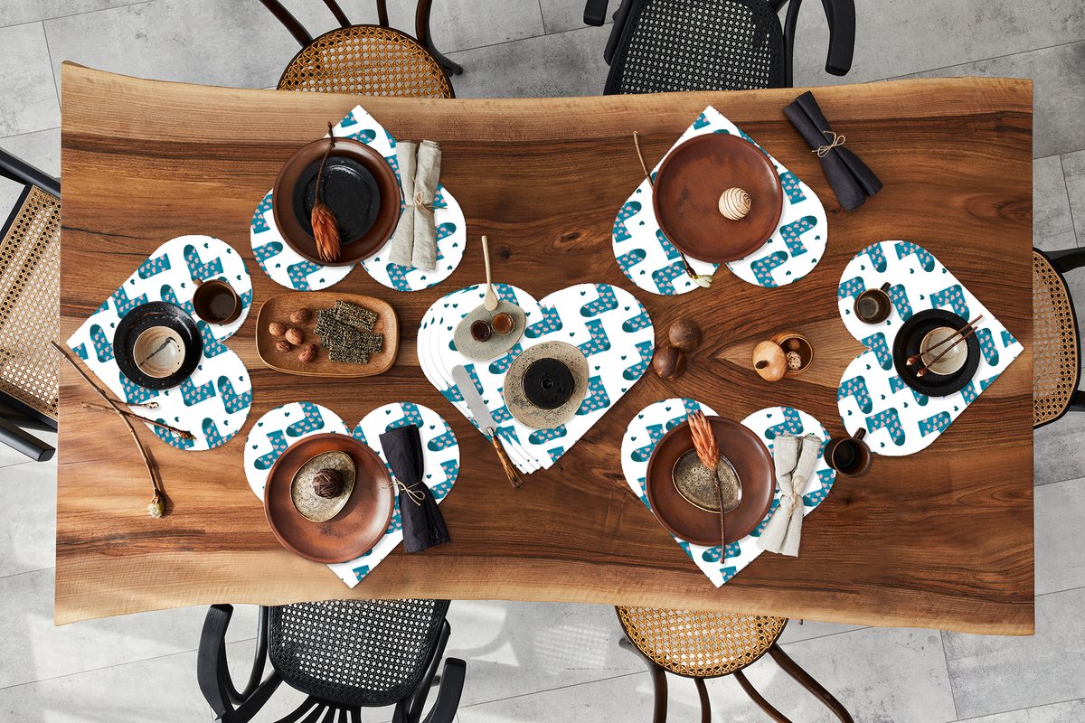 Onderleggers - Placemats - Placemats hartje - Sokken - Patronen - Hartjes - 10 stuks
