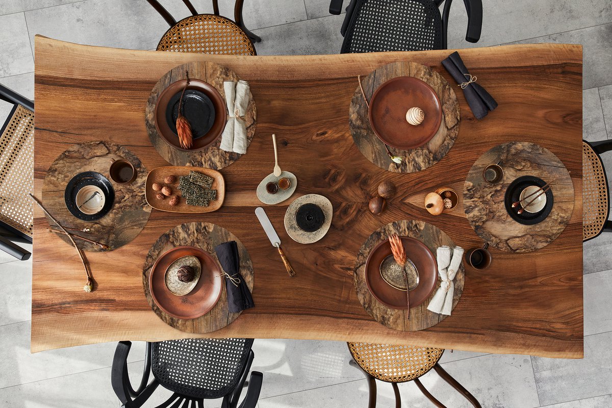 Ronde placemats - Onderlegger - Placemats rond - Structuur - Boomstam - Natuur - 6 stuks