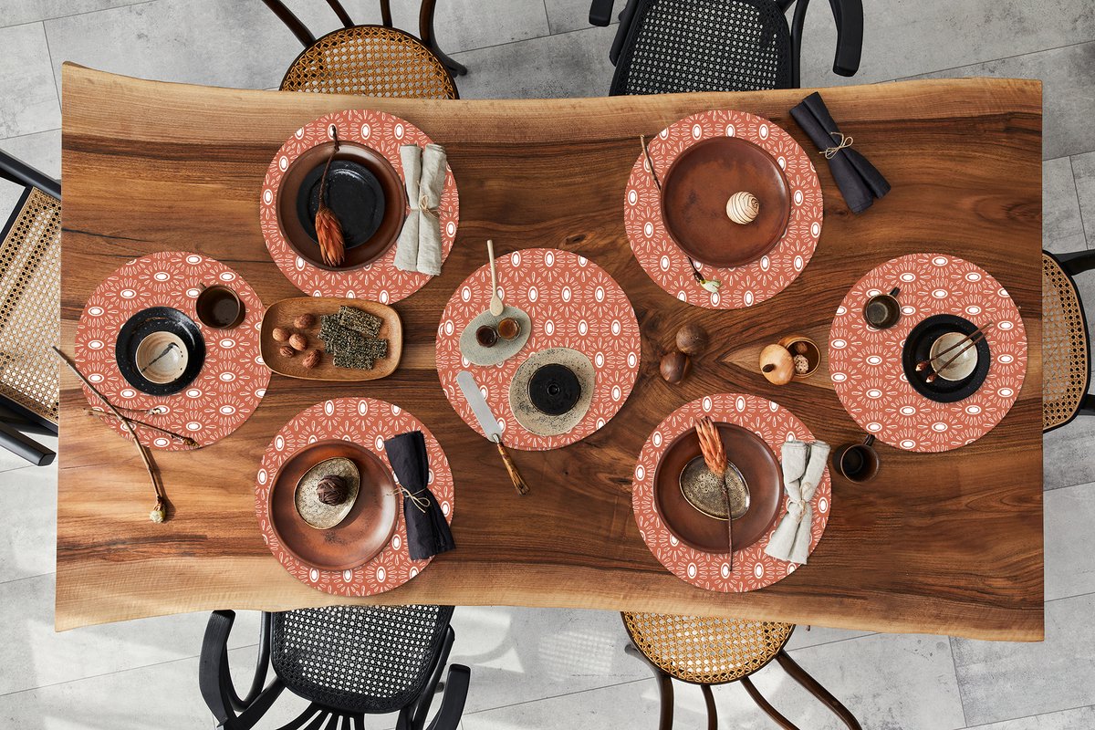 Ronde placemats - Onderlegger - Placemats rond - Meisjes - Boho - Design - 8 stuks