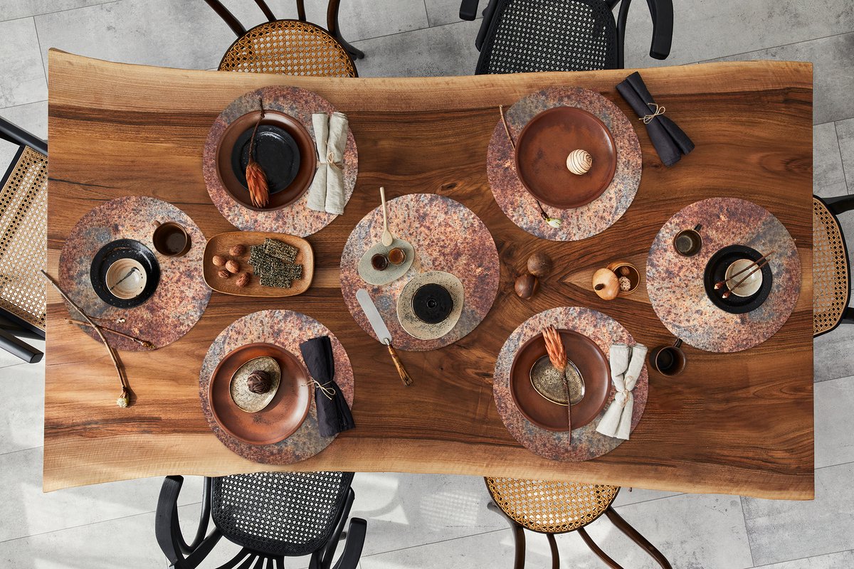 Ronde placemats - Onderlegger - Placemats rond - Plaat - IJzer - Roest print - 8 stuks