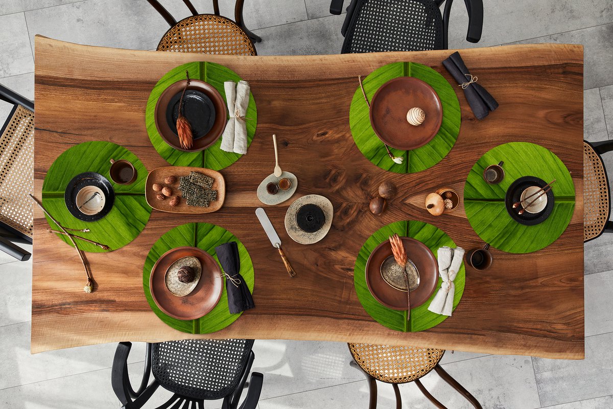 Ronde placemats - Onderlegger - Placemats rond - Bladeren - Plant - Groen - 6 stuks