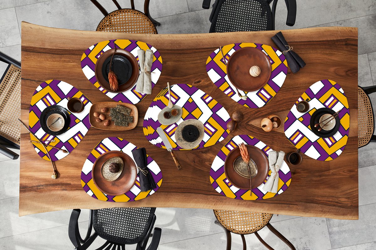 Placemat organisch - Placemats organic - Onderleggers - Design - Lijn - Retro - 10 stuks