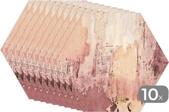 Napperons hexagon - Sets de table sets de table - Set de table hexagone - Mur - Violet - Rose - Imprimé béton - 10 pièces