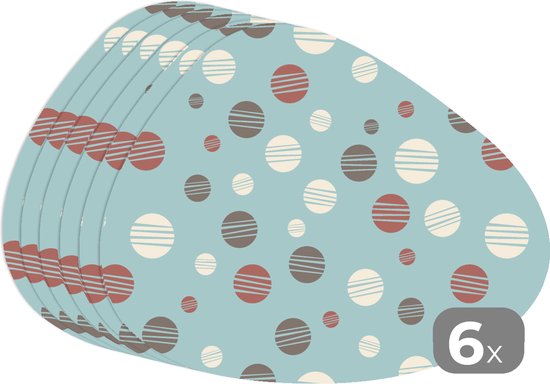 Set de table bio - Napperons bio - Pads - Pois - Motifs - Pastel - 6 pièces