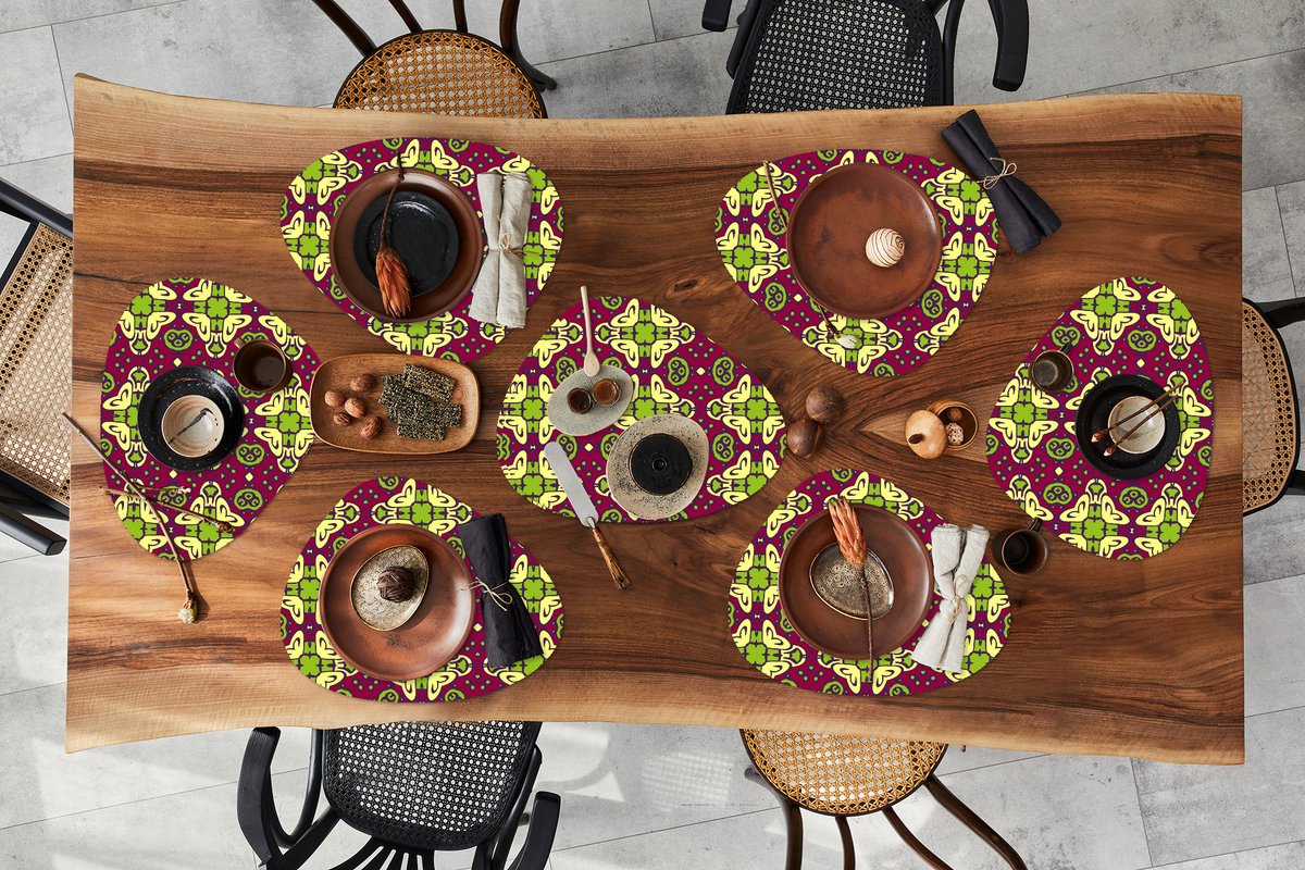 Placemat organisch - Placemats organic - Onderleggers - Patroon - Versiering - Groen - 8 stuks