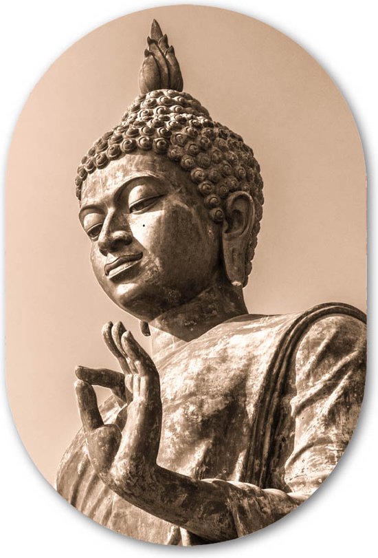 Muurovaal Boeddha - WallCatcher | Kunststof | Ovalen schilderij | Wandovaal Statue Buddha op Forex