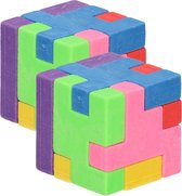 4x stuks voordelige kronkel breinbreker kubus puzzel van 3 x 3 cm - Behendigheids spelletjes - Uitdeelspeelgoed kinderfeestje