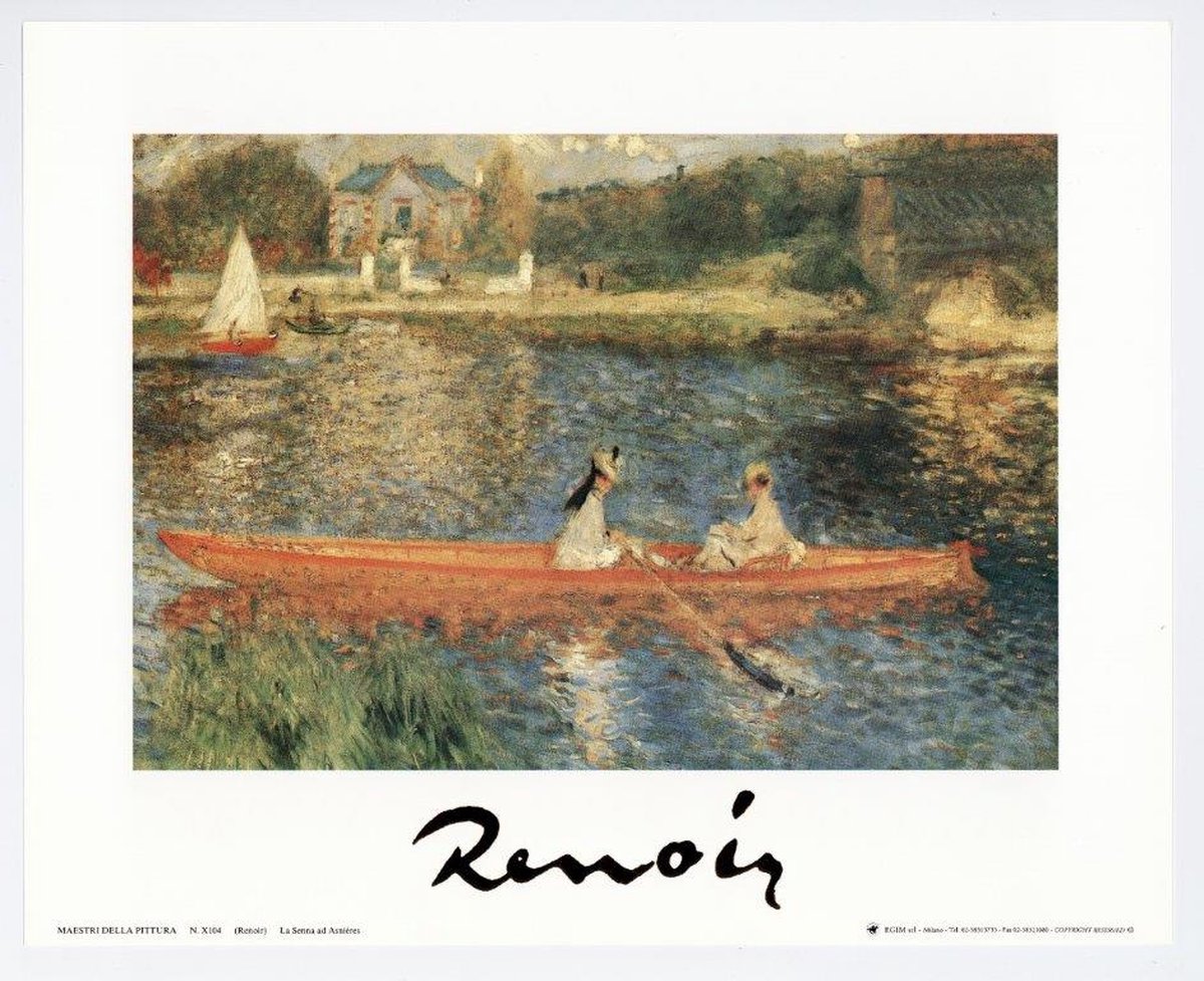Catch Projecten Mini kunstposter - De Seine bij Asnières - Pierre Auguste Renoir - 24x30 cm Multicolor