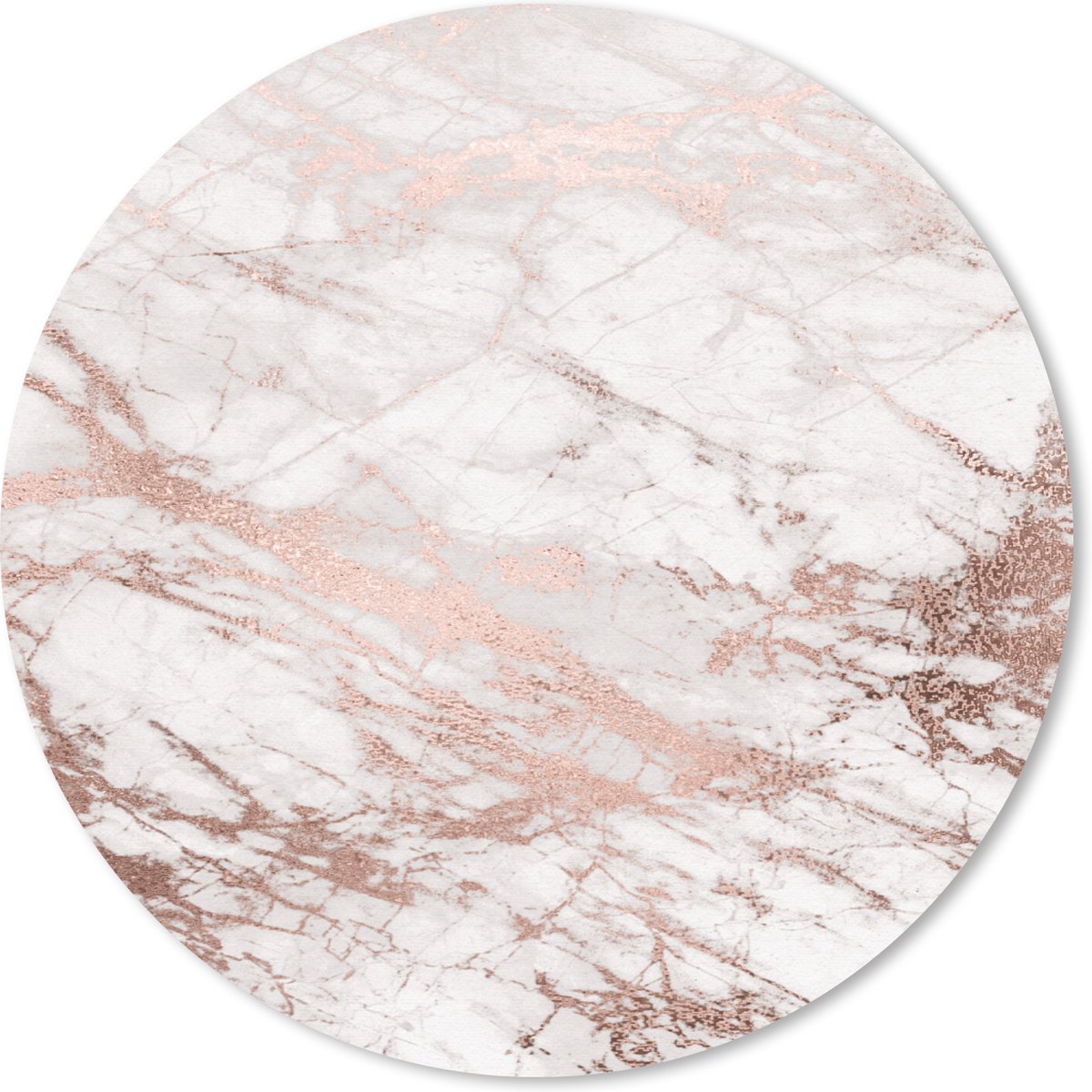 Muismat - Mousepad - Rond - Marmer - Roze - Luxe - Marmerlook - Glitter - Design - 20x20 cm - Ronde muismat
