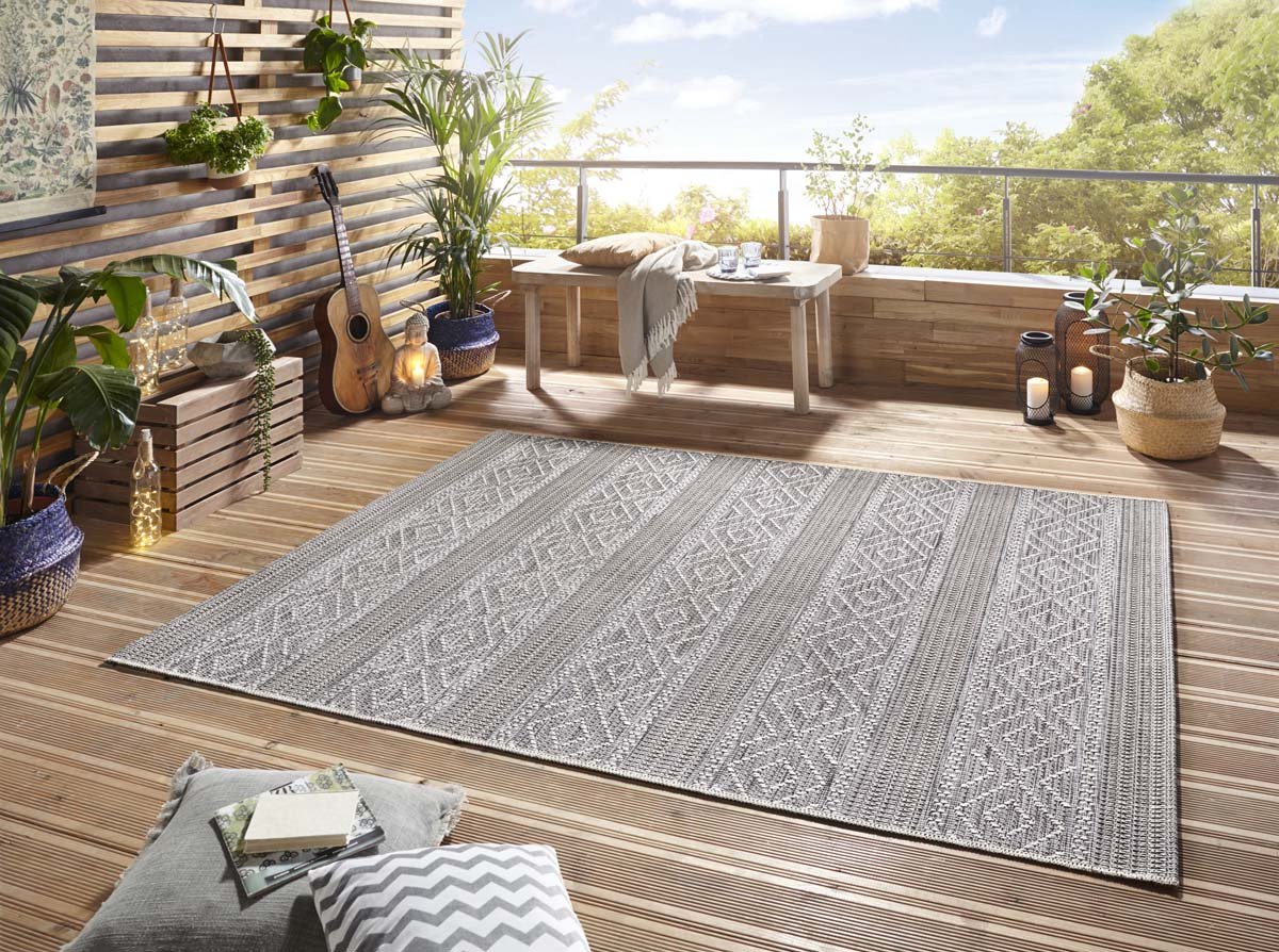 Elle Decoration buiten vloerkleed Rhone - crème/grijs 194x290