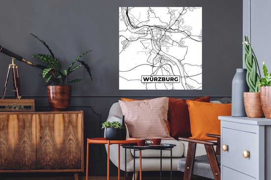 Stickers muraux - Würzburg - Carte - Plan de la ville - Plan d'étage - 80x80 cm - Feuille adhésive
