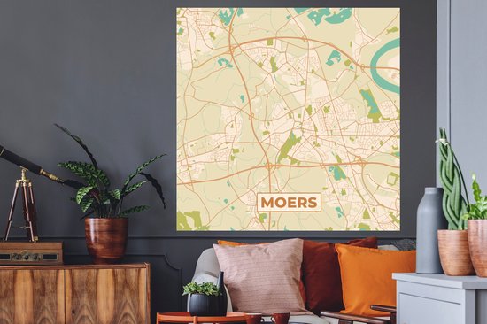 Stickers muraux - Plan de la ville - Moers - Carte - Vintage - Carte - 120x120 cm - Feuille adhésive XXL
