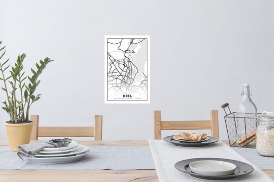 Muurstickers - Sticker Folie - Kaart - Kiel - Plattegrond - Stadskaart - 20x30 cm - Plakfolie - Muurstickers Kinderkamer - Zelfklevend Behang - Zelfklevend behangpapier - Stickerfolie