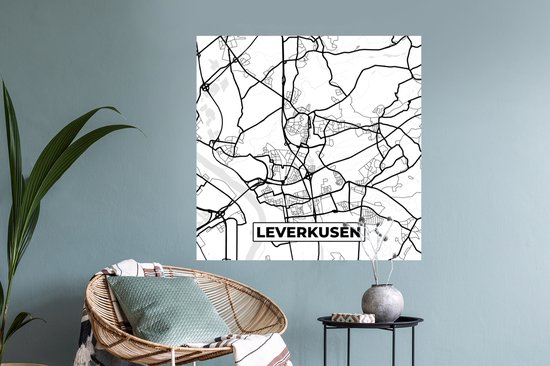 Stickers muraux - Film autocollant - Leverkusen - Plan de la ville - Carte - Carte - 100x100 cm - Film adhésif - Stickers muraux Chambre d'enfant - Papier peint autocollant XXL - Papier peint autocollant - Film autocollant