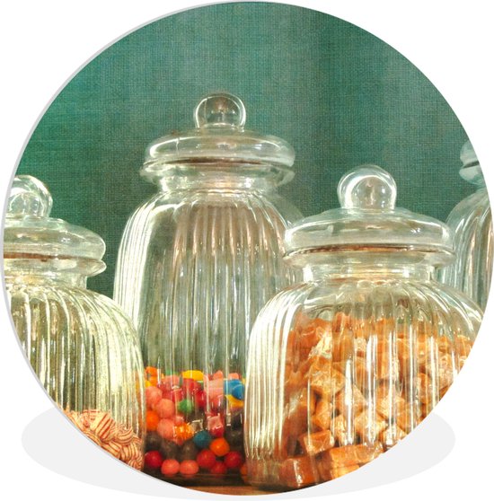 Bocaux en verre anciens remplis de bonbons Assiette en plastique de cercle  mural - ⌀
