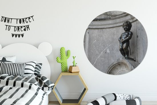 WallCircle - Wandcirkel ⌀ 120 - Mannekn pis in Brussel - Ronde schilderijen woonkamer - Wandbord rond - Muurdecoratie cirkel - Kamer decoratie binnen - Wanddecoratie muurcirkel - Woonaccessoires XXL