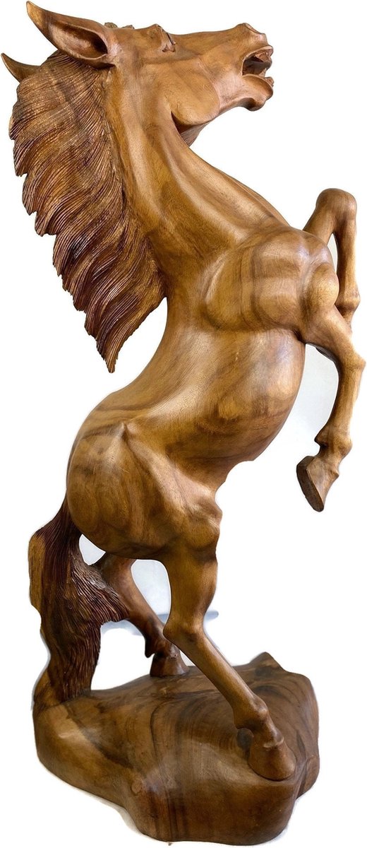 Handgemaakt houten paard / Stijgerend paard / Houten figuur / Indonesisch beeld