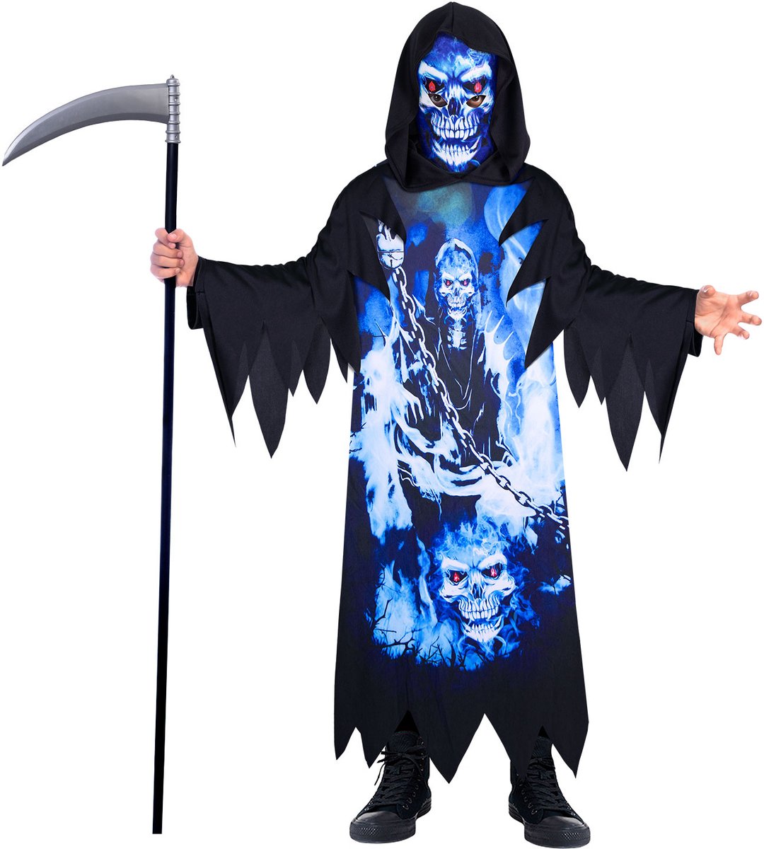 Amscan Kinderkostuum Neon Reaper Jongens Blauw/zwart Mt 6-8 Jaar
