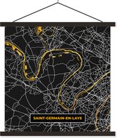Porte-affiche avec Poster - Affiche scolaire - Saint-Germain-en-Laye - Carte - France - Carte - Plan de la ville - 60x60 cm - Lattes noires