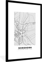 Fotolijst incl. Poster - Duitsland - Nordhorn - Kaart - Stadskaart - Plattegrond - 80x120 cm - Posterlijst