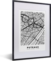 Fotolijst incl. Poster - Frankrijk - Plattegrond - Kaart - Puteaux - Stadskaart - 30x40 cm - Posterlijst