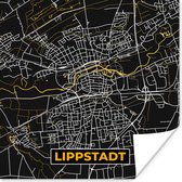 Poster Black and Gold – Stadskaart – Lippstadt – Duitsland – Plattegrond – Kaart - 50x50 cm