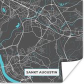 Poster Stadskaart – Plattegrond – Duitsland – Blauw – Sankt Augustin – Kaart - 100x100 cm XXL