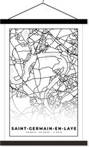 Porte-affiche avec affiche - Affiche scolaire - Carte - Carte - France - Saint-Germain-en-Laye - Plan de la ville - Zwart et blanc - 40x60 cm - Lattes noires