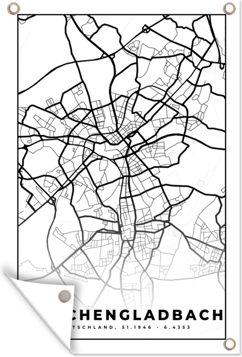 Tuinposters buiten Kaart - Plattegrond - Mönchengladbach - Stadskaart - 60x90 cm - Tuindoek