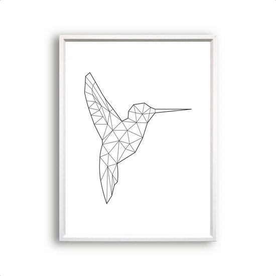 Poster Lijnen Kolibrie / Hummingbird - Minimalistisch / Lijnen / 80x60cm