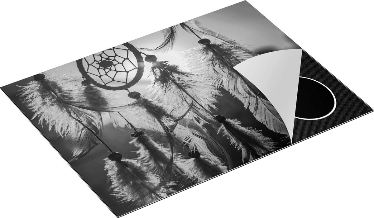 Chefcare Inductie Beschermer Amulet van de Indianen - Symbool - Ketting - Zwart Wit - 70x50 cm - Afdekplaat Inductie - Kookplaat Beschermer - Inductie Mat