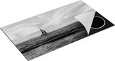 Chefcare Inductie Beschermer Zeilboot Silhouet bij Zonsondergang - Zwart Wit - 95x50 cm - Afdekplaat Inductie - Kookplaat Beschermer - Inductie Mat