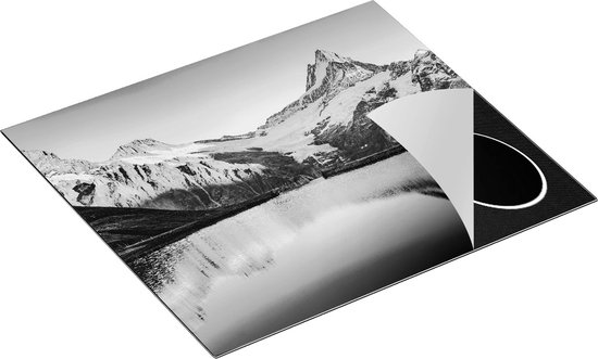 Chefcare Inductie Beschermer Bergen Landschap bij het Meer - Zwart Wit - 60x52 cm - Afdekplaat Inductie - Kookplaat Beschermer - Inductie Mat