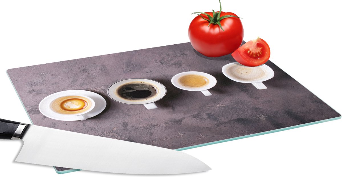Glazen Snijplank - 28x20 - Koffie - Keuken - Industrieel - Snijplanken Glas