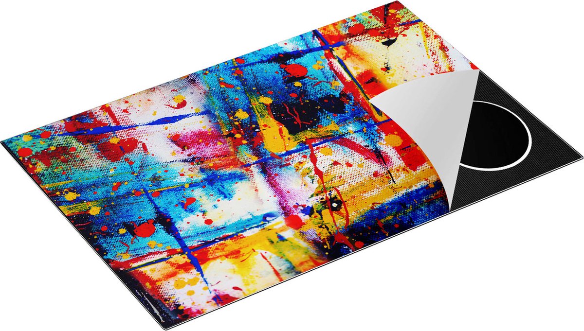 Chefcare Inductie Beschermer Abstracte Kunst - Kleurvolle Hand Gemaakte Acryl - 80x52 cm - Afdekplaat Inductie - Kookplaat Beschermer - Inductie Mat