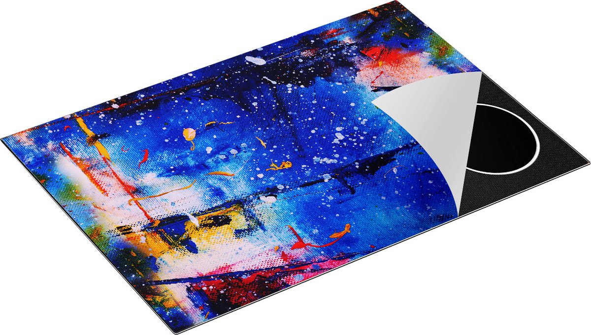Chefcare Inductie Beschermer Abstracte Kunst - Verschillende Kleuren - 75x55 cm - Afdekplaat Inductie - Kookplaat Beschermer - Inductie Mat