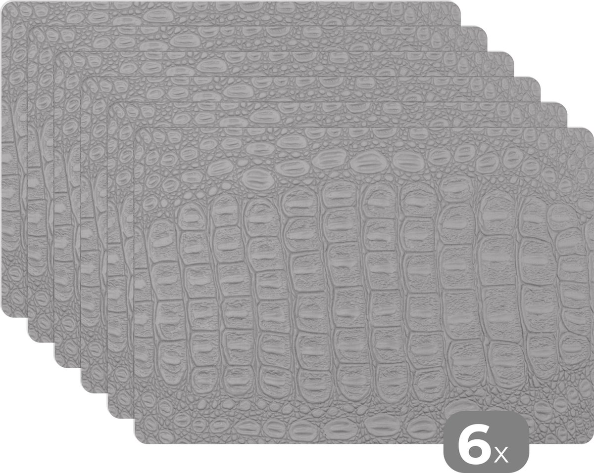 Placemats - Wit - Leer - Dierenhuid - Keuken - Borden onderzetters - 45x30 cm - 6 stuks - Placemat