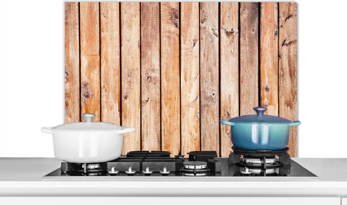 Spatscherm keuken - Wanddecoratie - OSB - Hout - Plank - Keuken - Spatwand - 80x55 cm