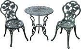 Outsunny ensemble bistro 3 pièces ensemble de balcon meubles de jardin balcon fonte d'aluminium vert antique 01-0795