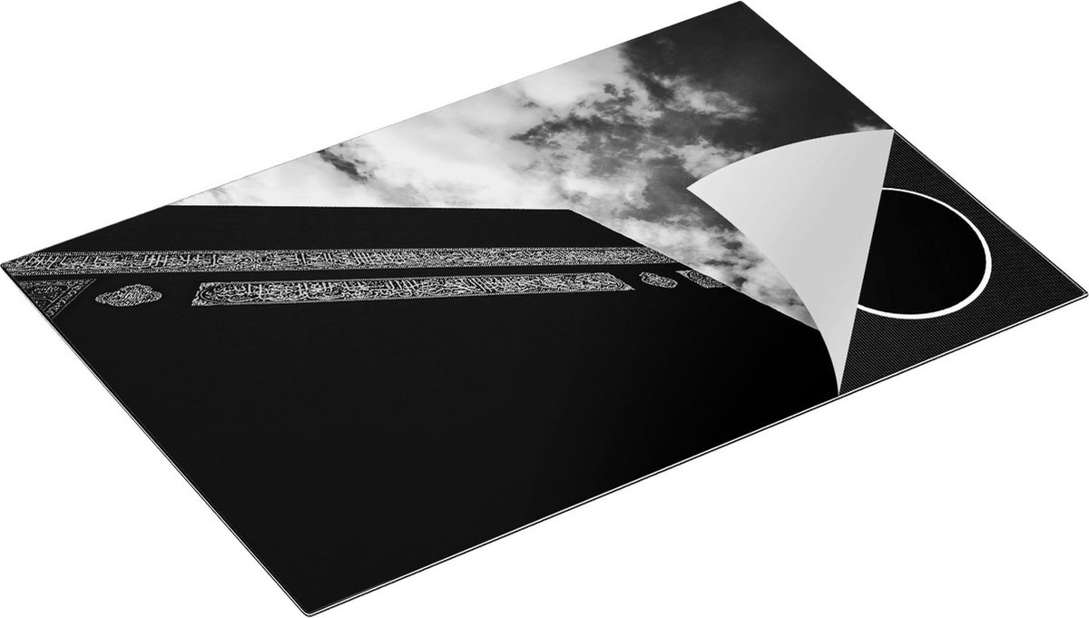 Chefcare Inductie Beschermer Kaäba Gebedshuis in Mekka - Zwart Wit - 83x51,5 cm - Afdekplaat Inductie - Kookplaat Beschermer - Inductie Mat