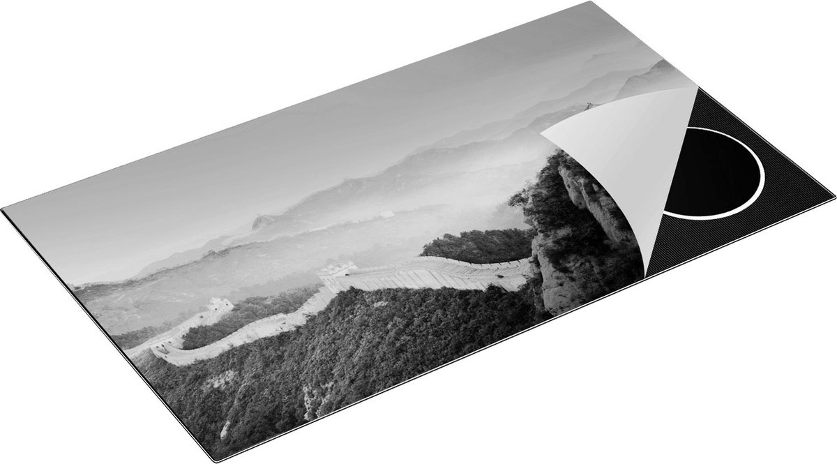 Chefcare Inductie Beschermer Chinese Muur bij Zonsopgang - Zwart Wit - 90x55 cm - Afdekplaat Inductie - Kookplaat Beschermer - Inductie Mat