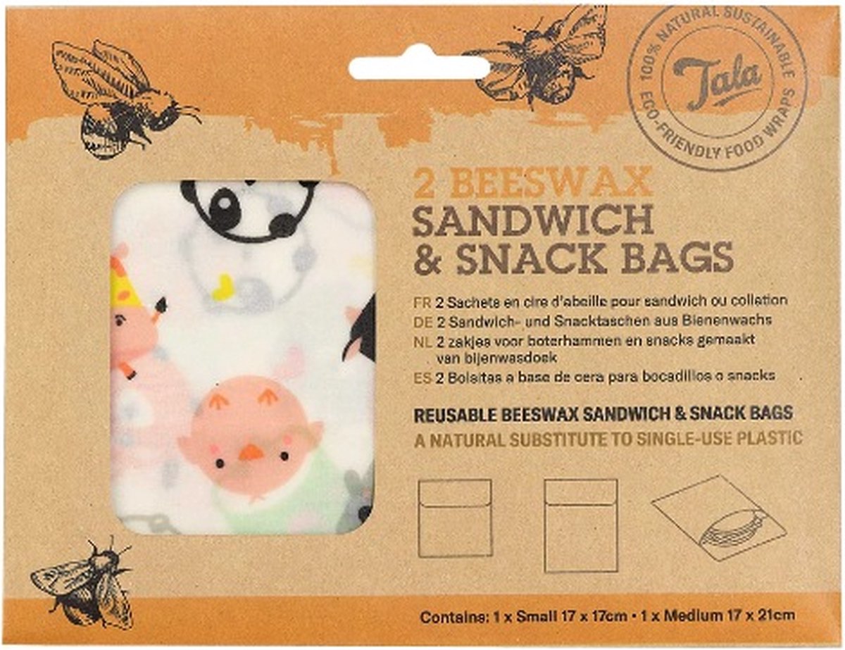 Sandwich & Snack Zakje, Set van 2 Stuks, Dieren - Tala