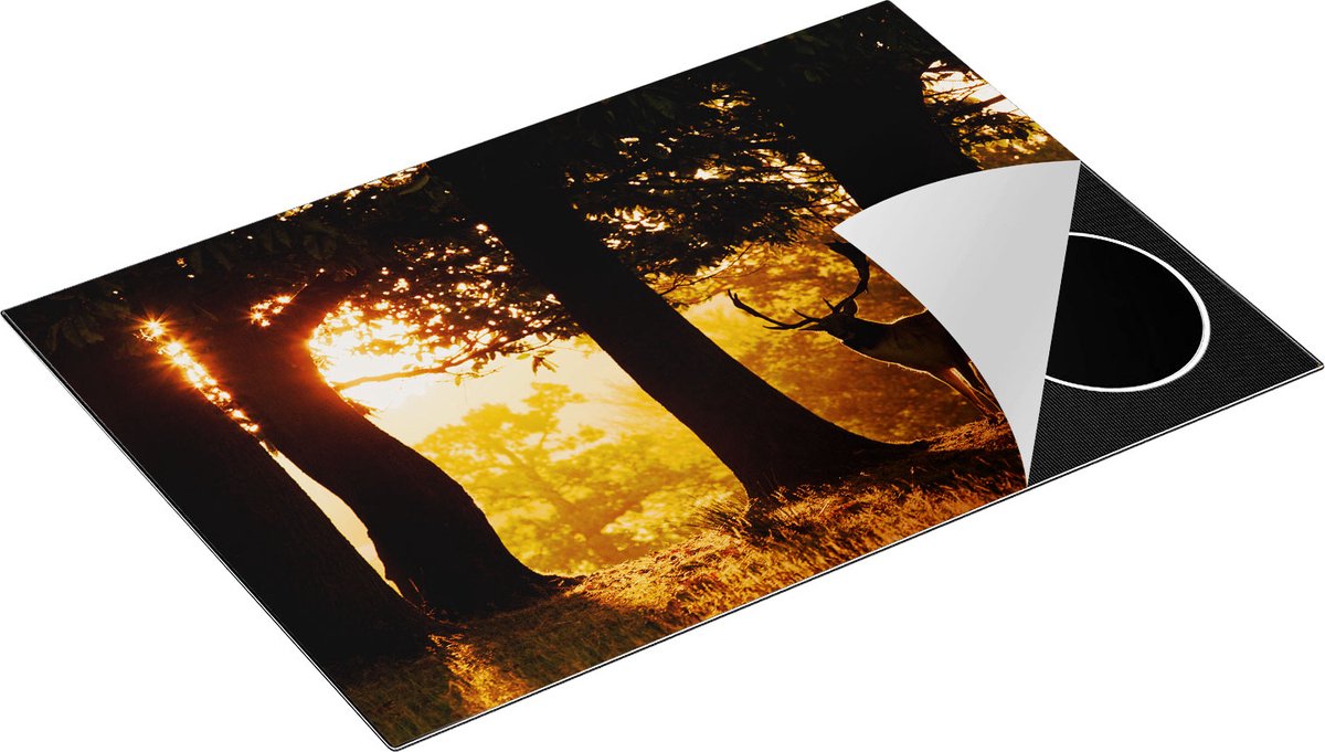 Chefcare Inductie Beschermer Hert in de Bossen bij Zonsopkomst - 75x55 cm - Afdekplaat Inductie - Kookplaat Beschermer - Inductie Mat