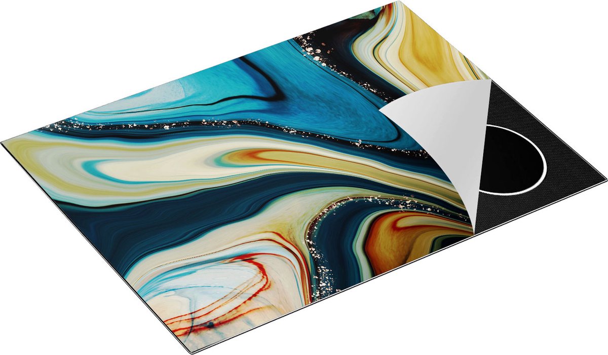 Chefcare Inductie Beschermer Abstracte Kunst- Verschillende Kleuren Marmer - 70x50 cm - Afdekplaat Inductie - Kookplaat Beschermer - Inductie Mat