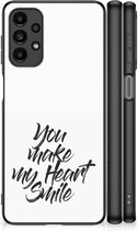 Backcover Soft Siliconen Hoesje Geschikt voor Samsung Galaxy A13 4G Telefoonhoesje met Zwarte rand Heart Smile